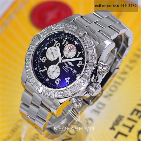 breitling super avenger diamond bezel for sale|More.